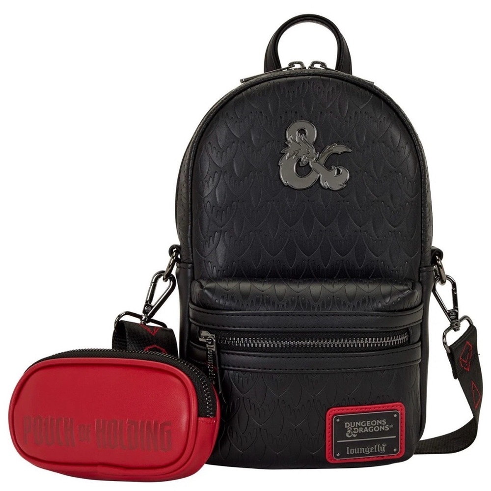 Loungefly Black and Red Men's Backpack with Dungeons & Dragons Design